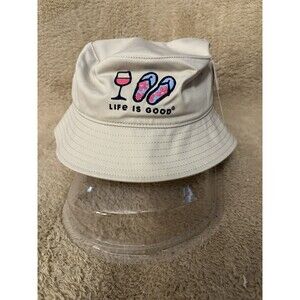 Life Is Good Cream Bucket Hat with Embroidered Design